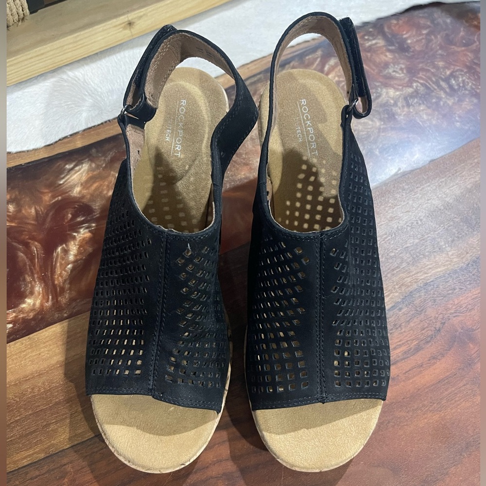 Rockport Black Peep Toe Sandals